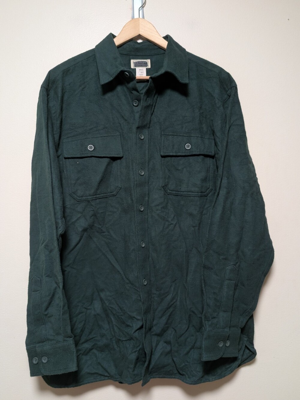L.L.Bean Men’s Chamois Cloth Shirt Forest Green L Regular
